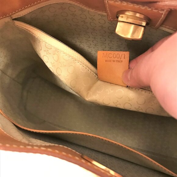 Authentic CELINE Turn Lock Orange Leather Tote Bag Made in Italy - Picture 8 of 11